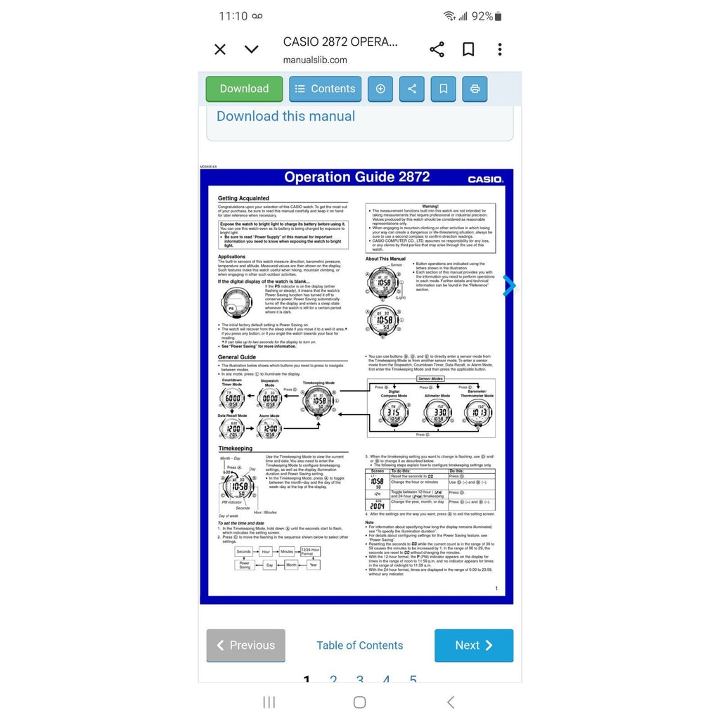 Casio Pro Trek PRG-70 Triple Sensor Solar Watch Pathfinder 2872