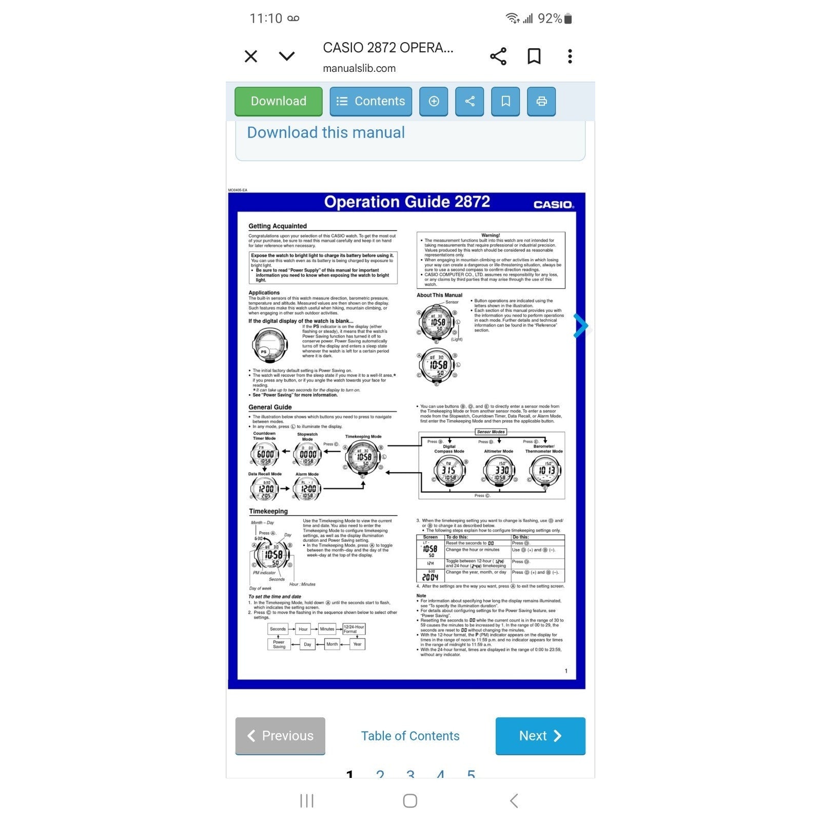 Casio Pro Trek PRG-70 Triple Sensor Solar Watch Pathfinder 2872