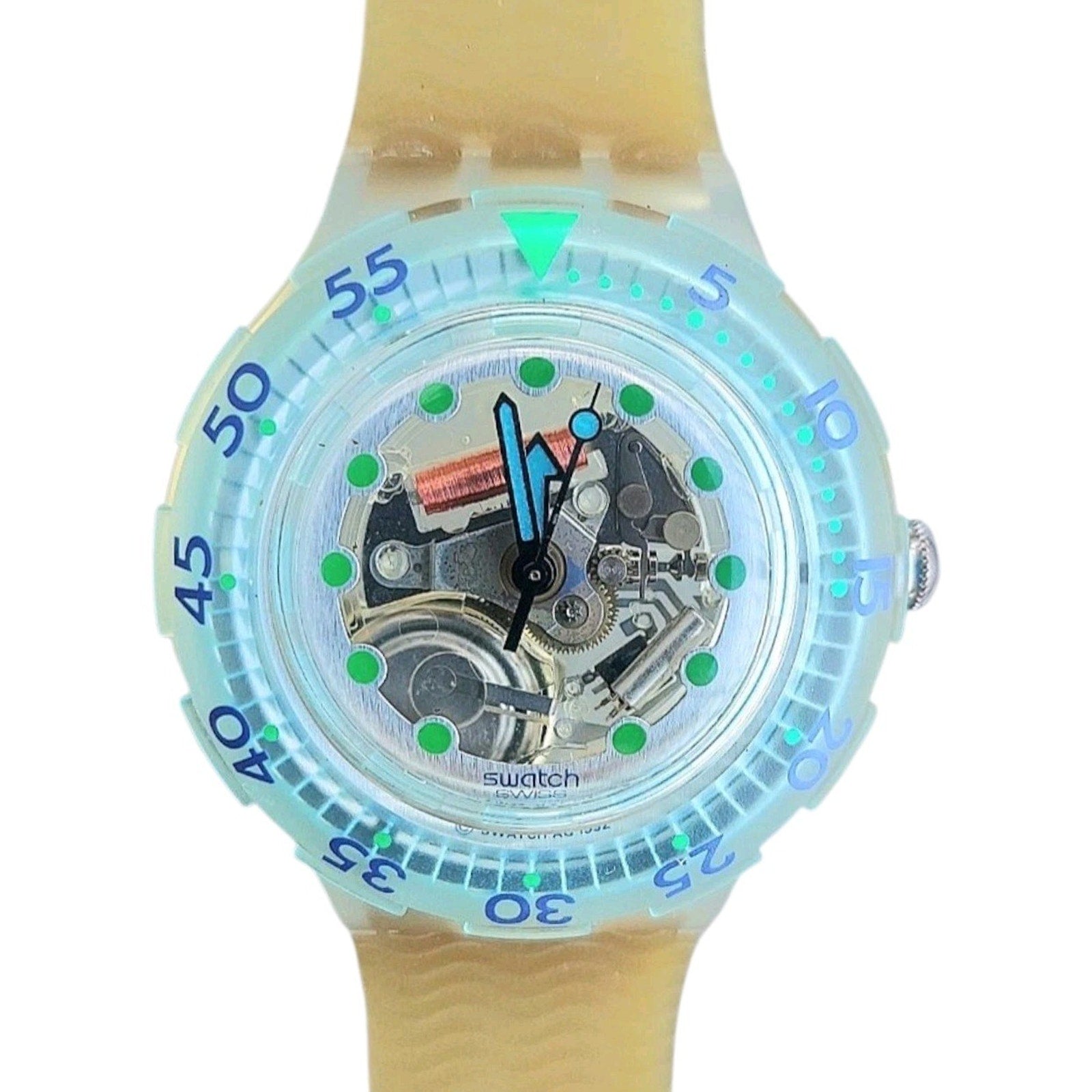 Swatch Watch BLUE ICE SDK107 1993 Scuba Divers Rare Skeleton Dial Swiss Quartz