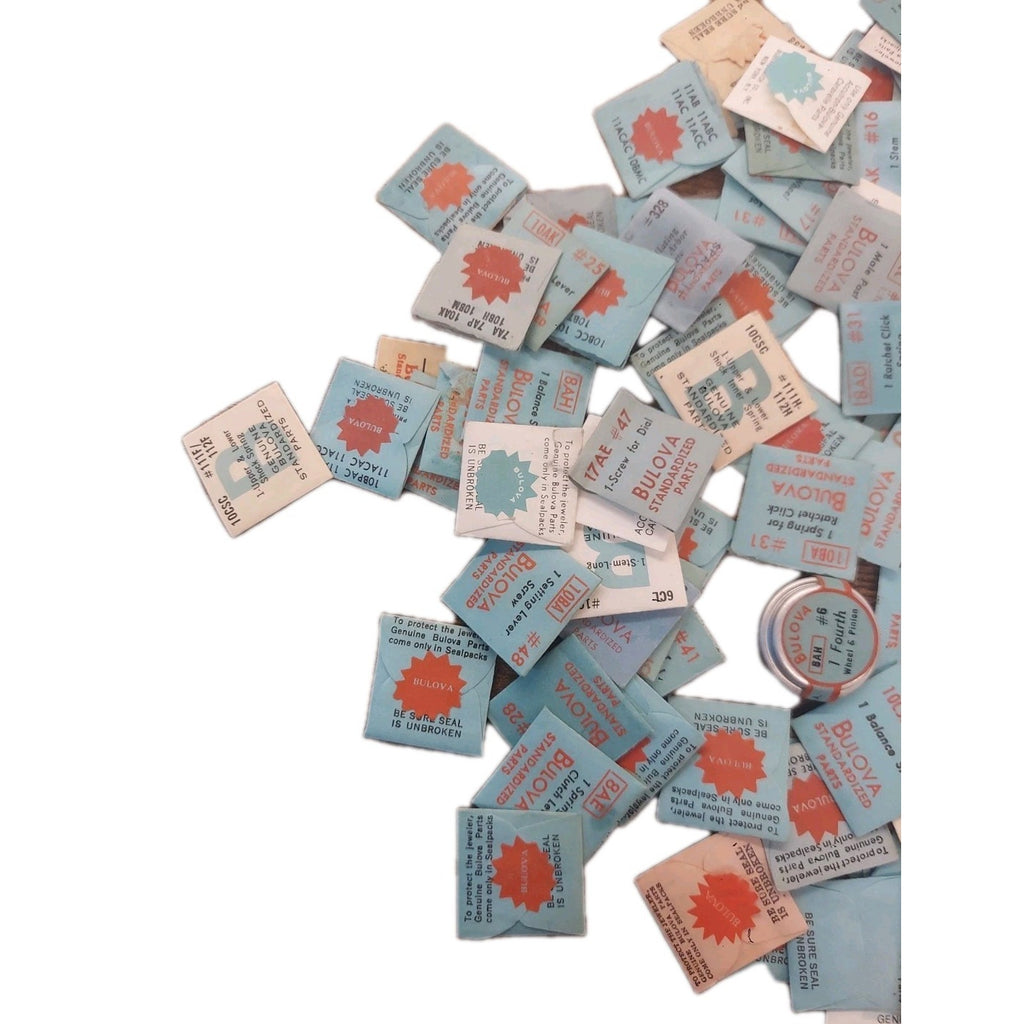 Watchmakers Lot 150 x Assorted Bulova Parts Winding Stems Click Springs & More