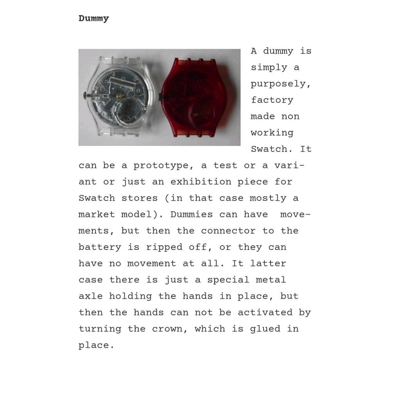 Swatch Watch DIA ANIMADO GK269 Dummy