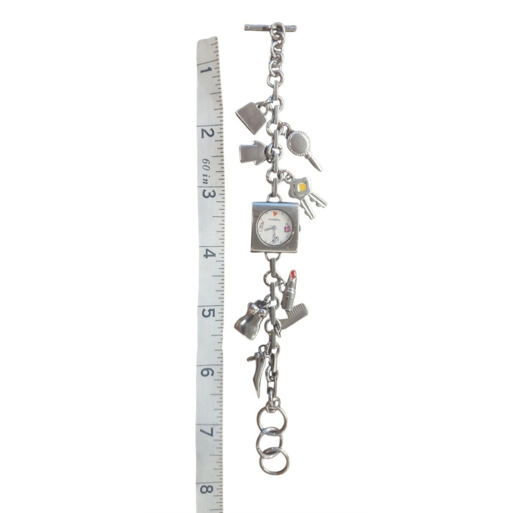 Fossil F2 ES-9508 Stainless Steel Charm Bracelet Women's Watch With Battery