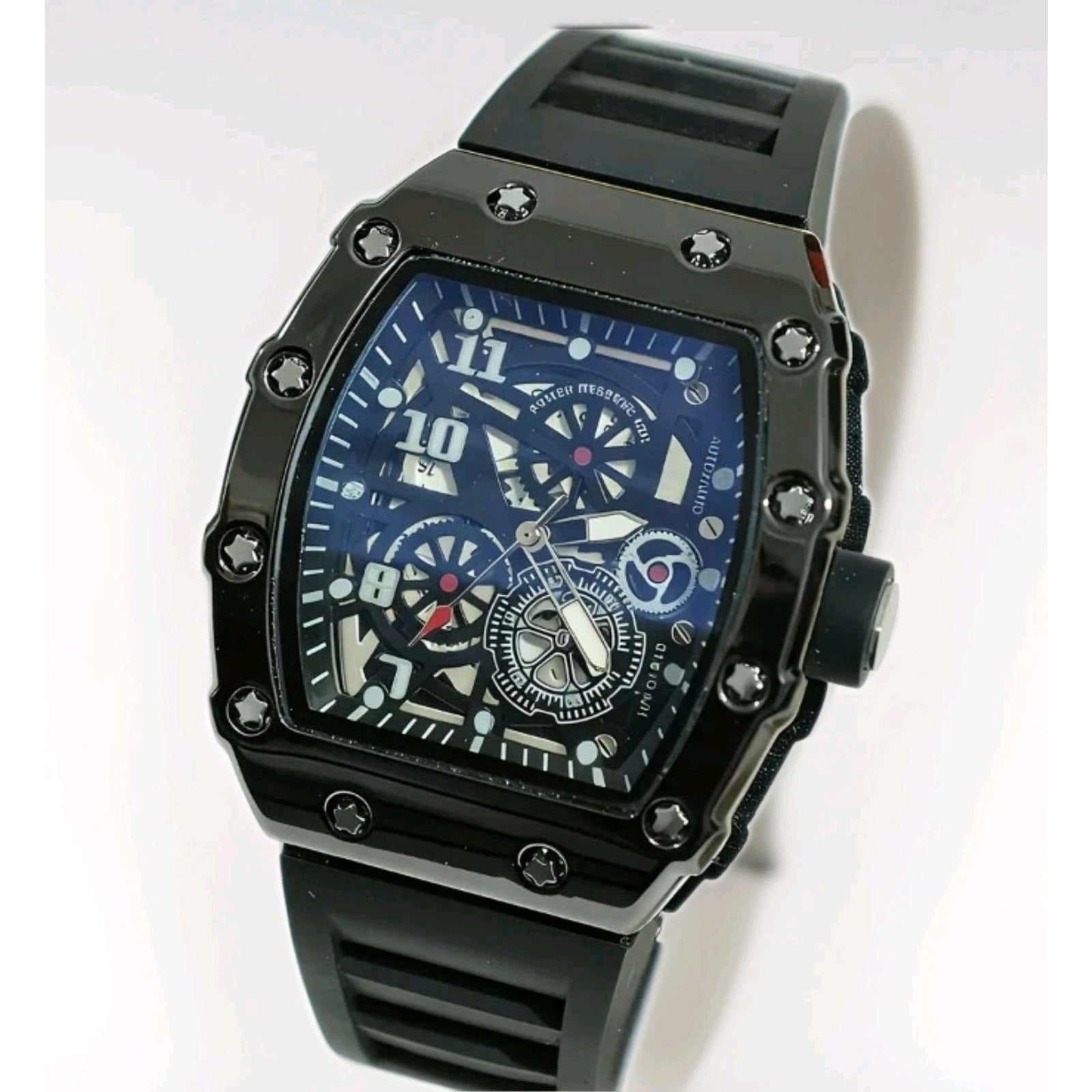 New 44mm Men's Barrel Case Automatic Watch Black 9179G