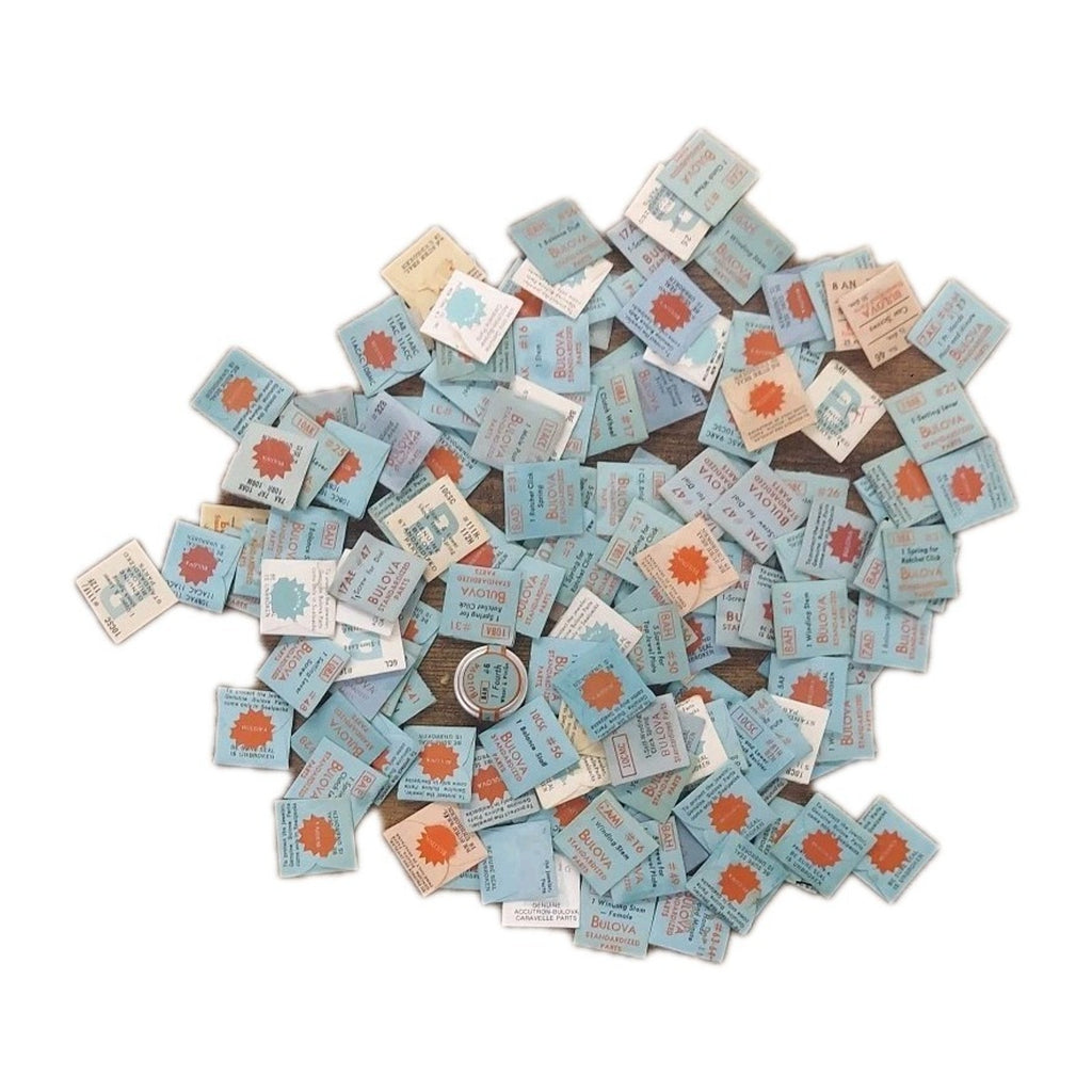 Watchmakers Lot 150 x Assorted Bulova Parts Winding Stems Click Springs & More