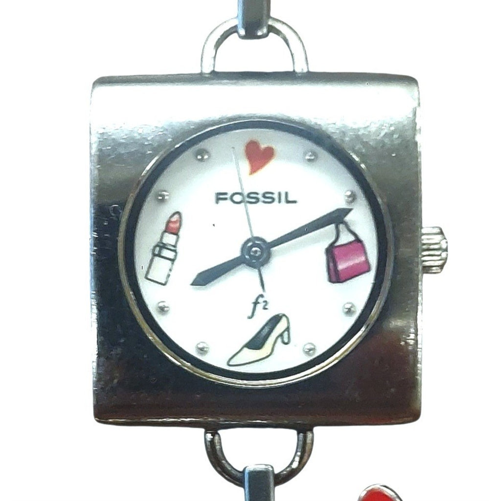 Fossil F2 ES-9508 Stainless Steel Charm Bracelet Women's Watch With Battery