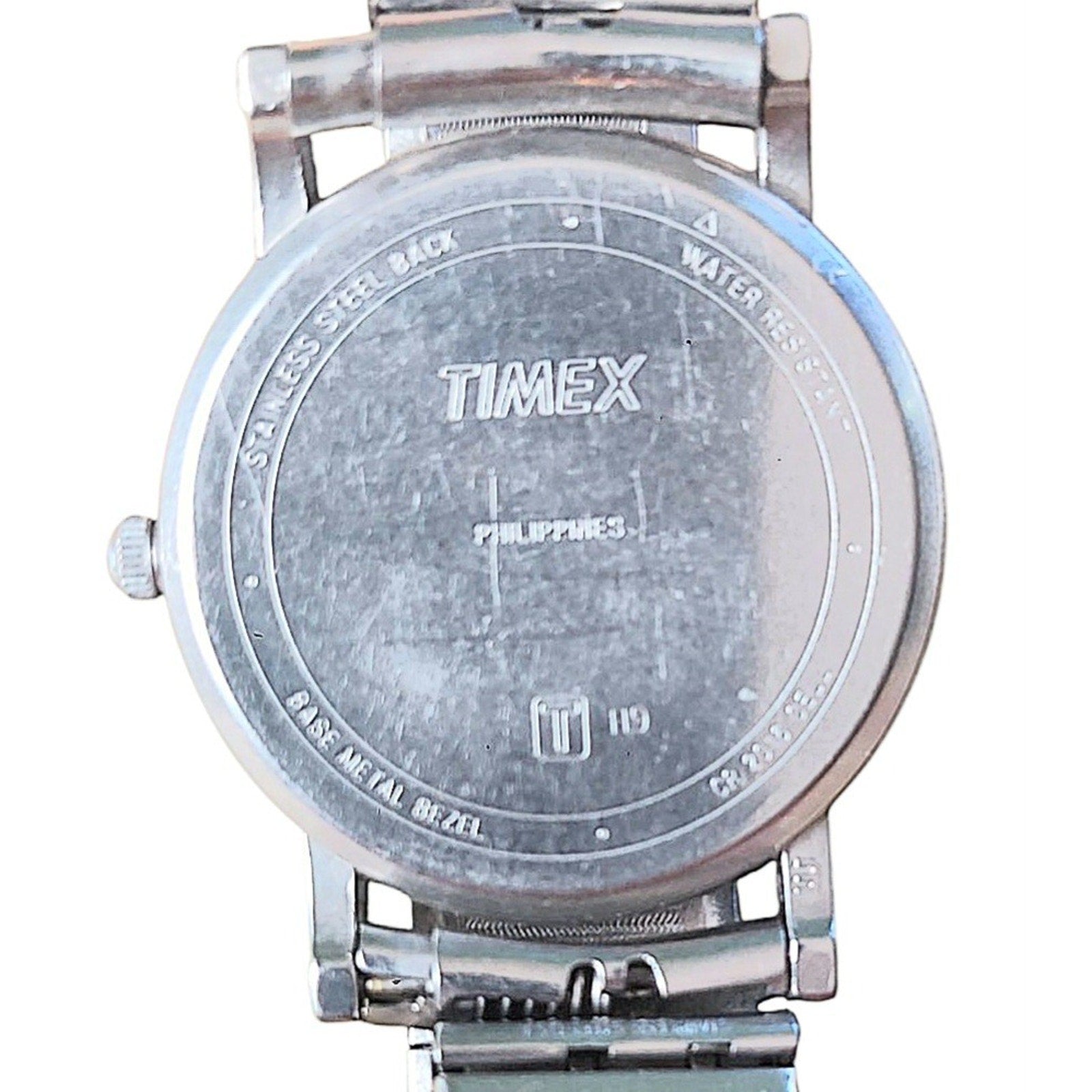 Vintage Timex Quartz Watch 32mm Silver Tone Stretch Band 90s New Battery
