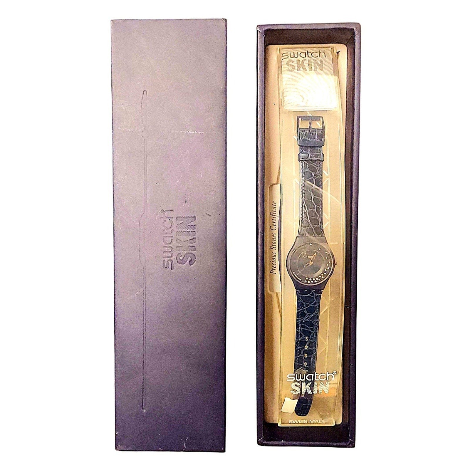 Swatch LA NUIT ETOILEE SFZ101 1998 Numbered Edition Skin Watch W/ Real Diamonds