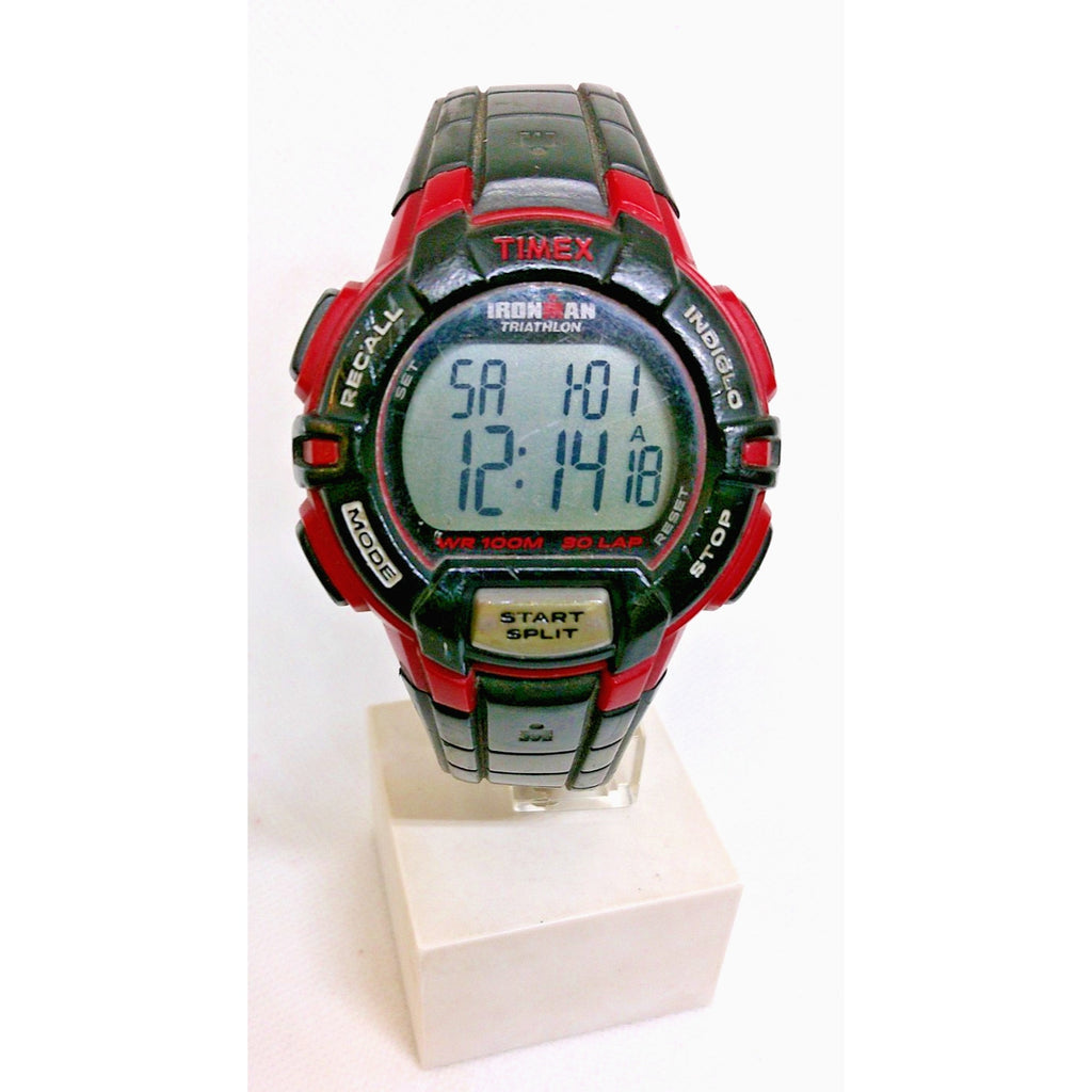 Rare Timex digital watch Ironman Triathlon TK792 30-lap memory chrono Red/Black