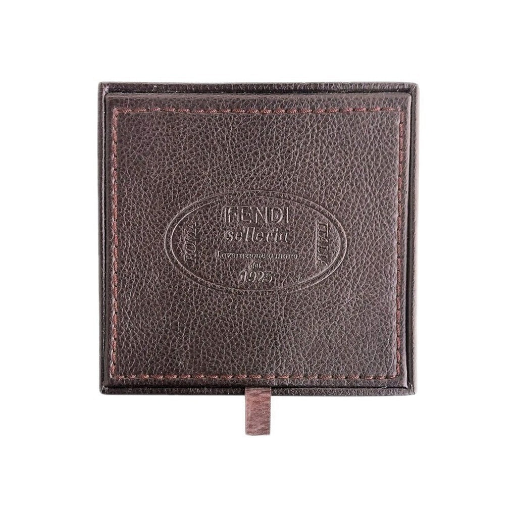 Authentic Fendi Selleria Watch & Band Case Embossed Logo Brown Leather Box