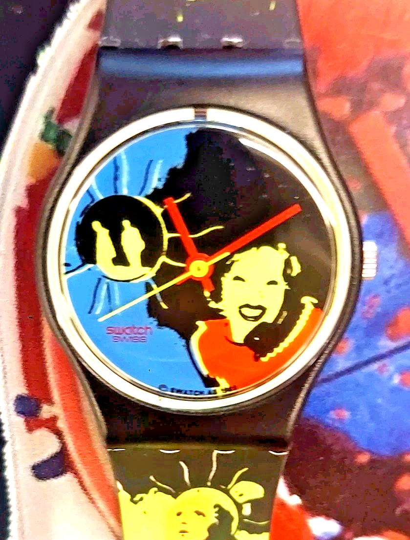 1989 Swatch Watch SUN LADY LB125 With Guard, Battery and Replacement Strap NOS
