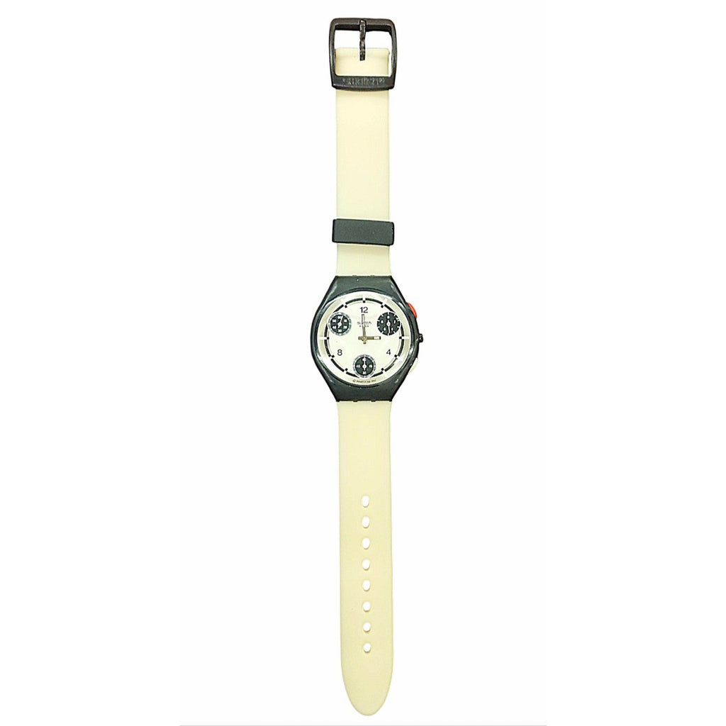 Swatch Watch PANIC BUTTON SUYB108 2004 Skin Chrono Ultra Thin Swiss Made Quartz
