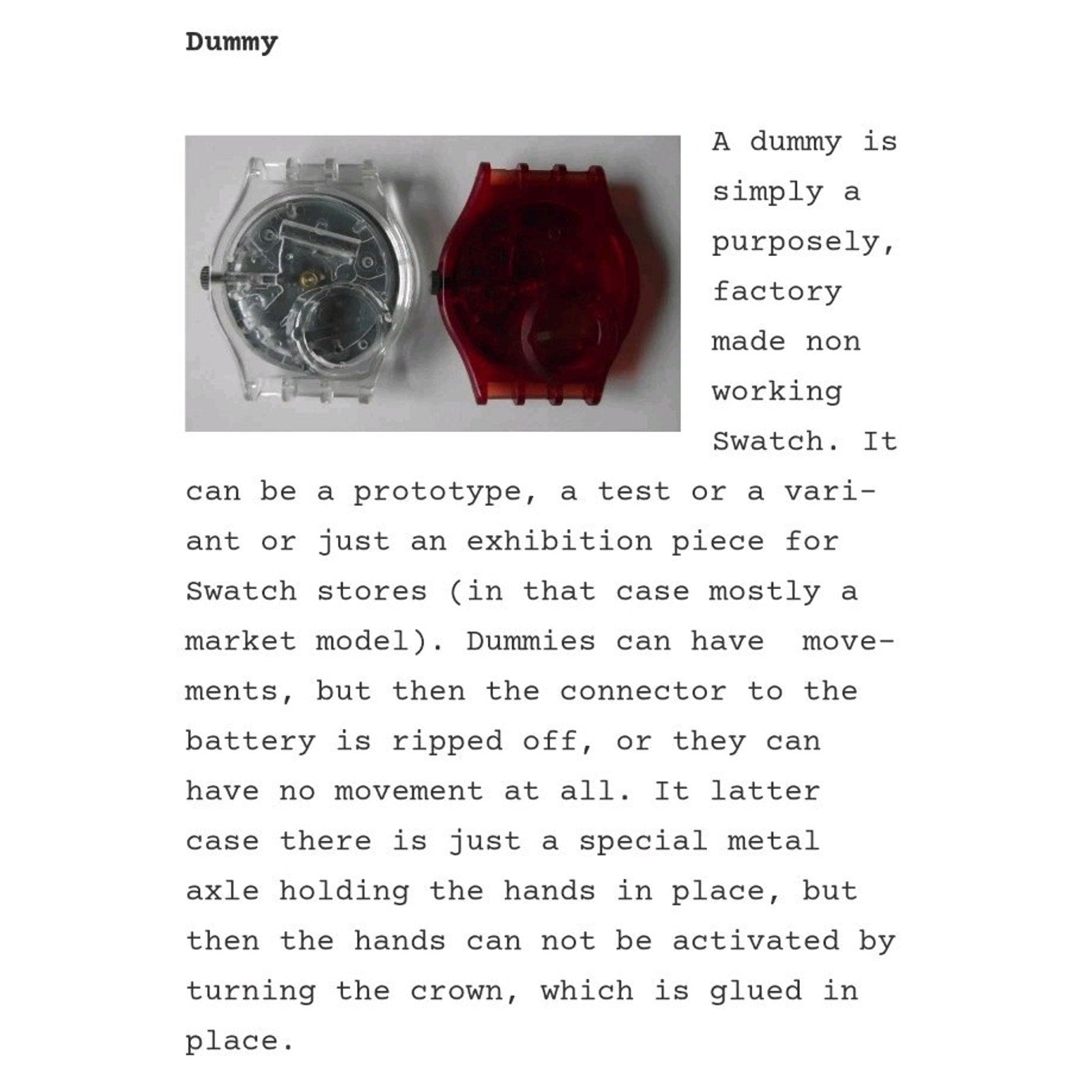 Swatch Watch COLOR WINDOW GB715 1989 Standard Gents Non Working Dummy