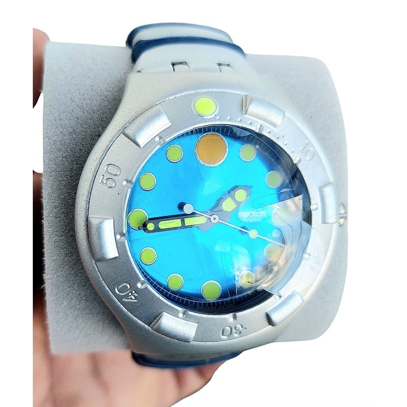 Swatch Watch HYDROSPACE YDS1006 1998 Irony Scuba 200 Aluminum Bracelet Luminous