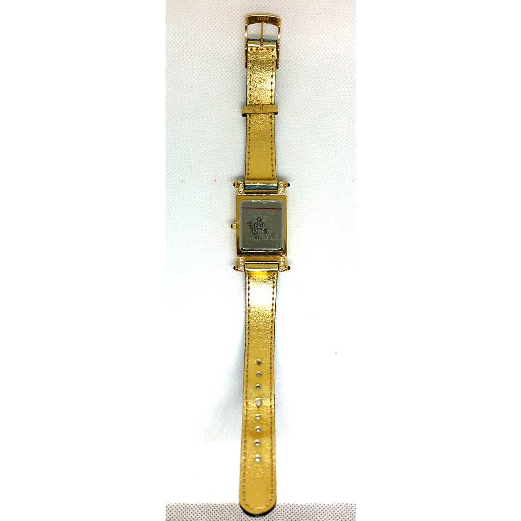 Gruen Women's 24MM Watch GR9987L Gold Tone Crystal Bezel Reversible Denim Band