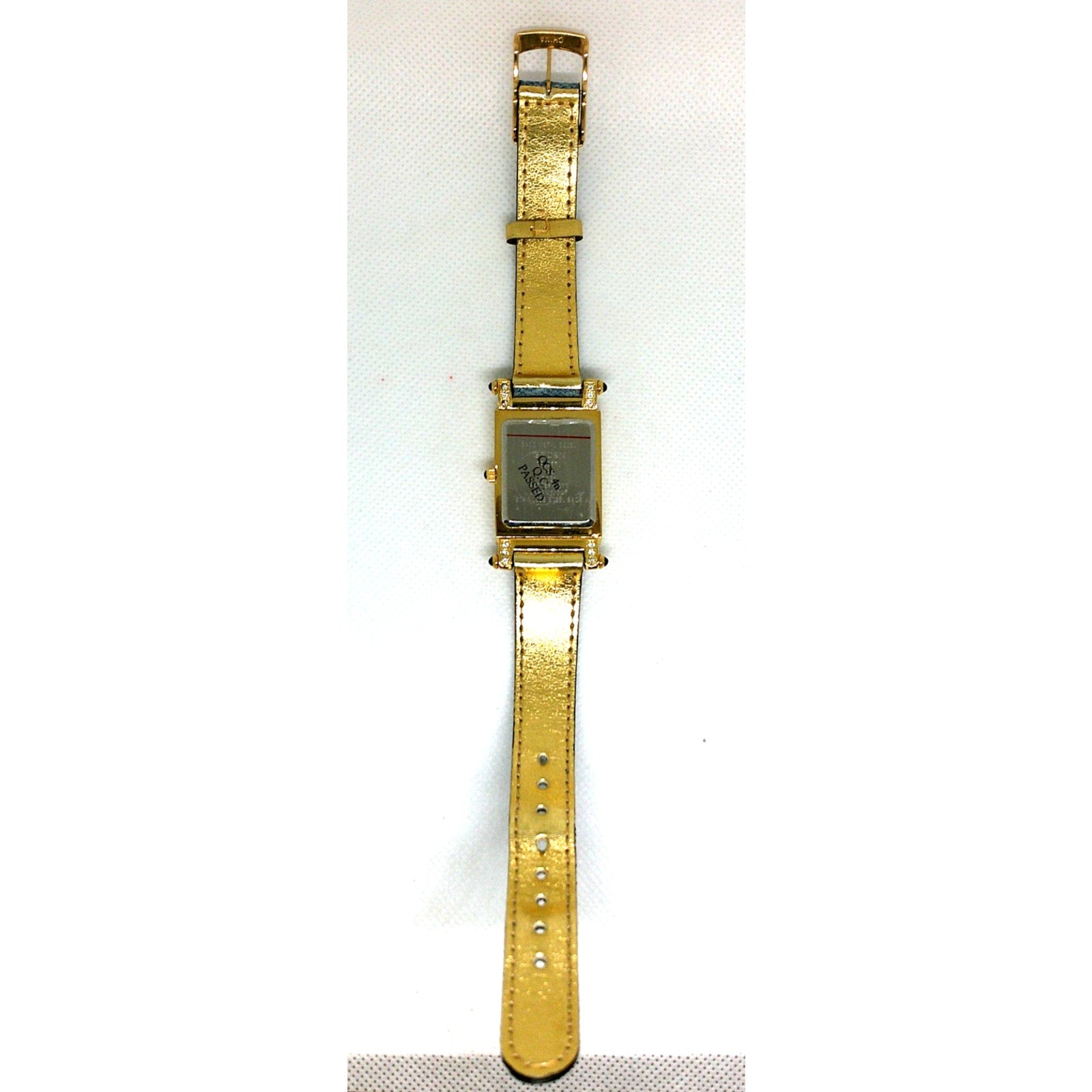 Gruen Women's 24MM Watch GR9987L Gold Tone Crystal Bezel Reversible Denim Band