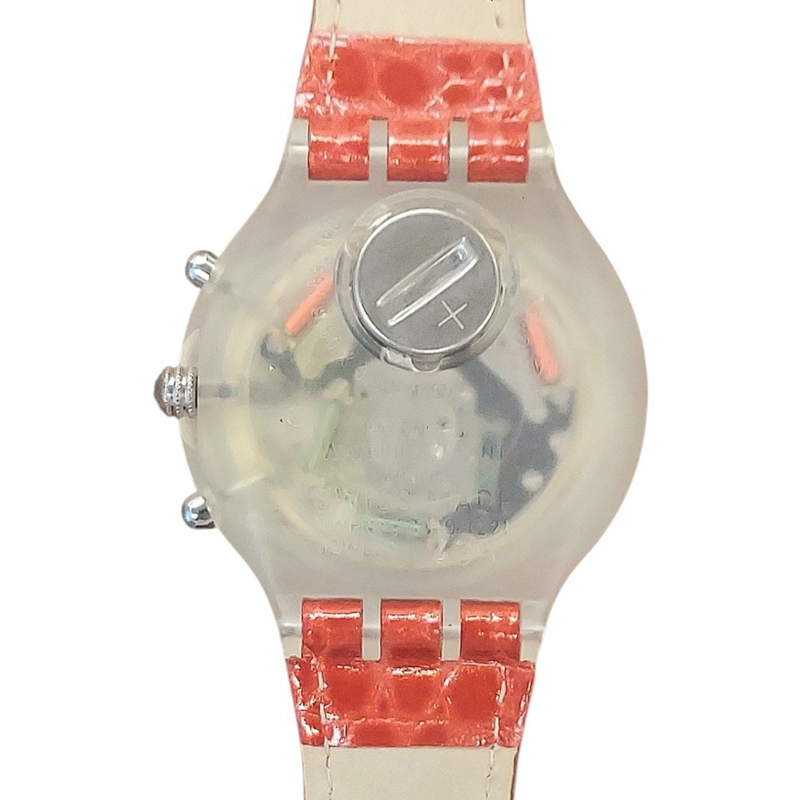 Vintage Swatch watch LILLIBETH SBK104 Multicolor Dial & Red Leather Strap SAS608