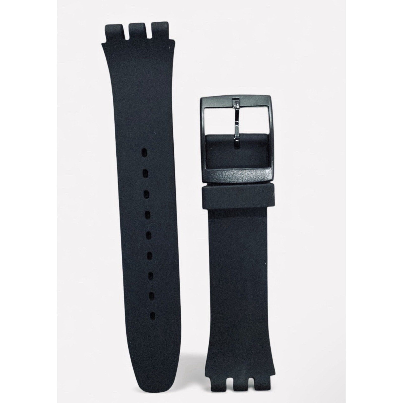 19mm Black Silicone Watch Strap Compatible with Swatch New Gent - Unbranded