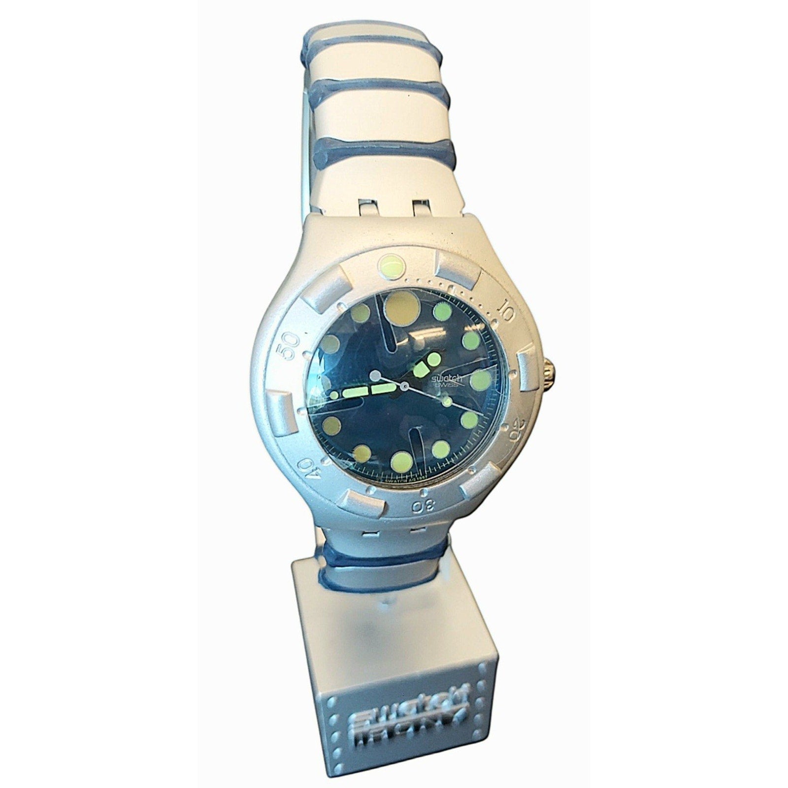 Swatch Watch HYDROSPACE YDS1006 1998 Irony Scuba 200 Aluminum Bracelet Luminous