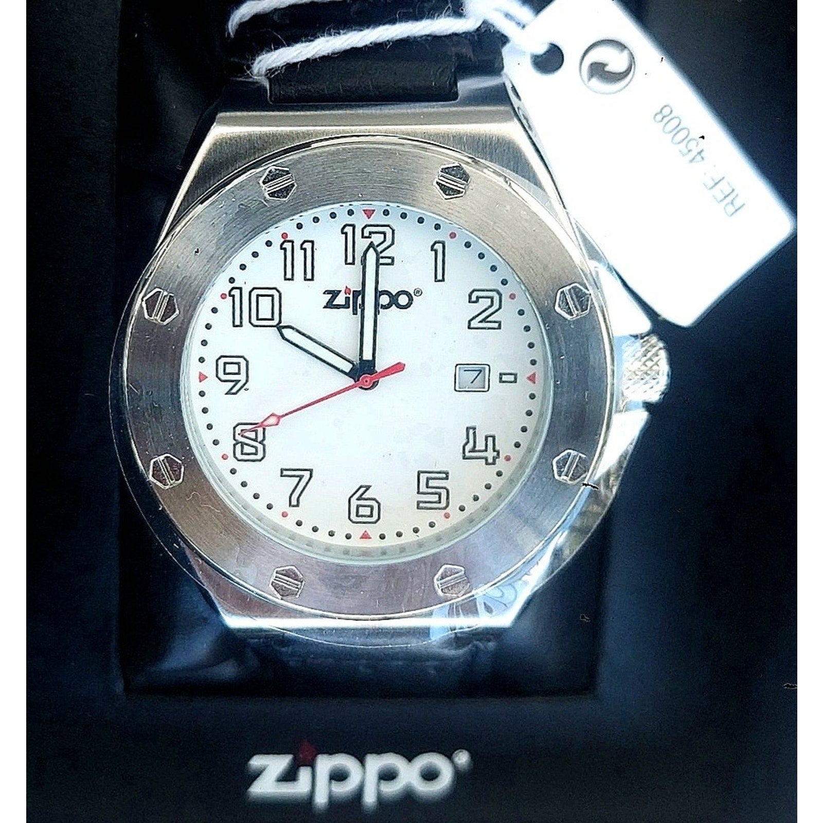 Zippo Casual Bolted Watch Model 45008 Men's 46mm Quartz Leather Band & Battery