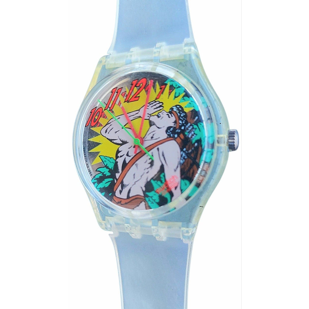 Swatch Watch OONGAWAH! GK193 1995 Dummy With New Clear Jelly Band