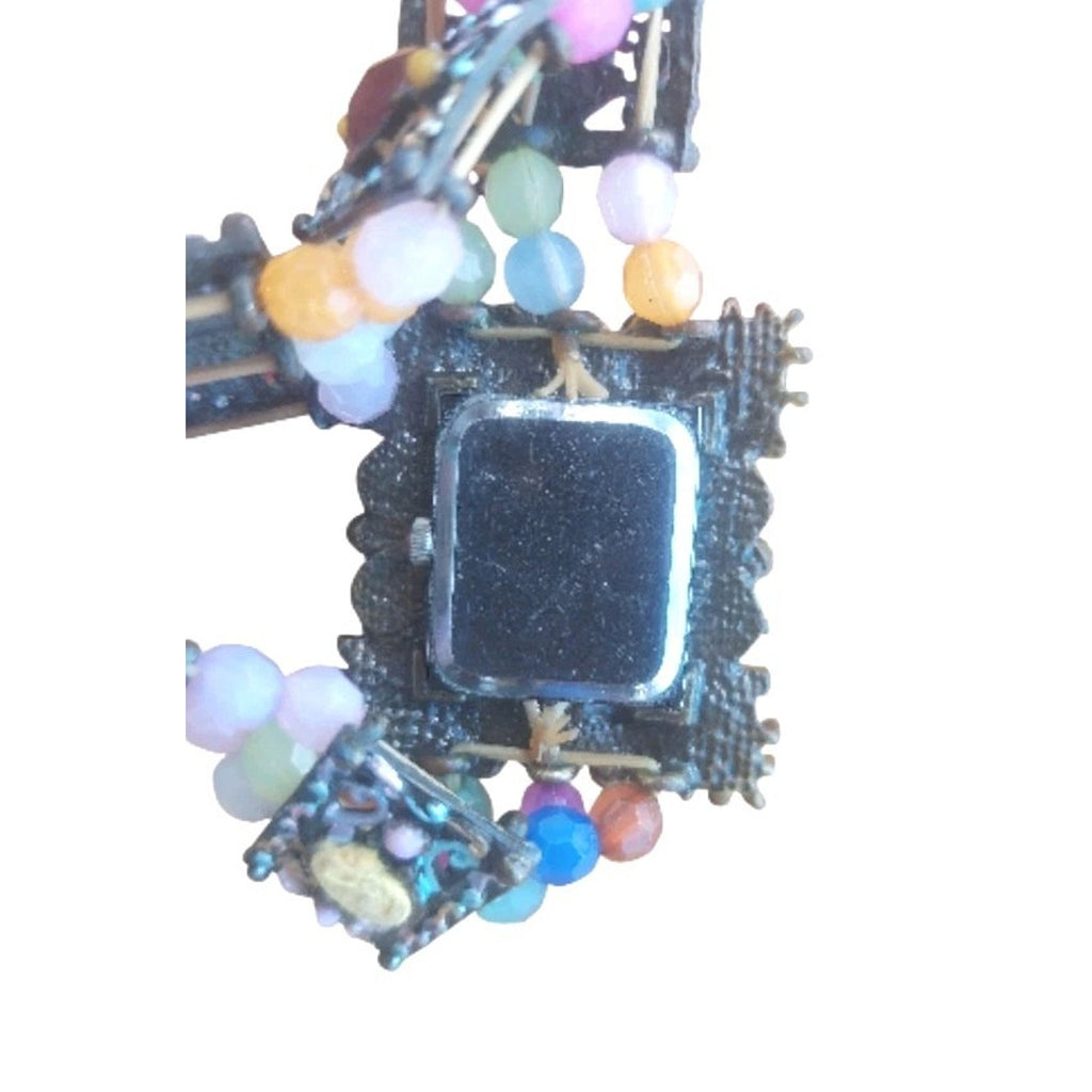Vintage MIA Ltd artisan boho embellished Women's cuff watch With New Battery