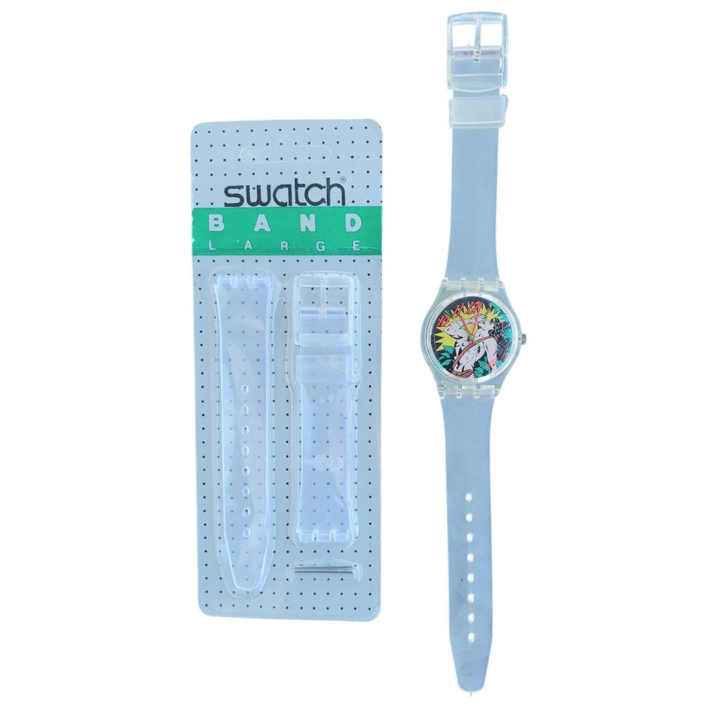 Swatch Watch OONGAWAH! GK193 1995 Dummy With New Clear Jelly Band