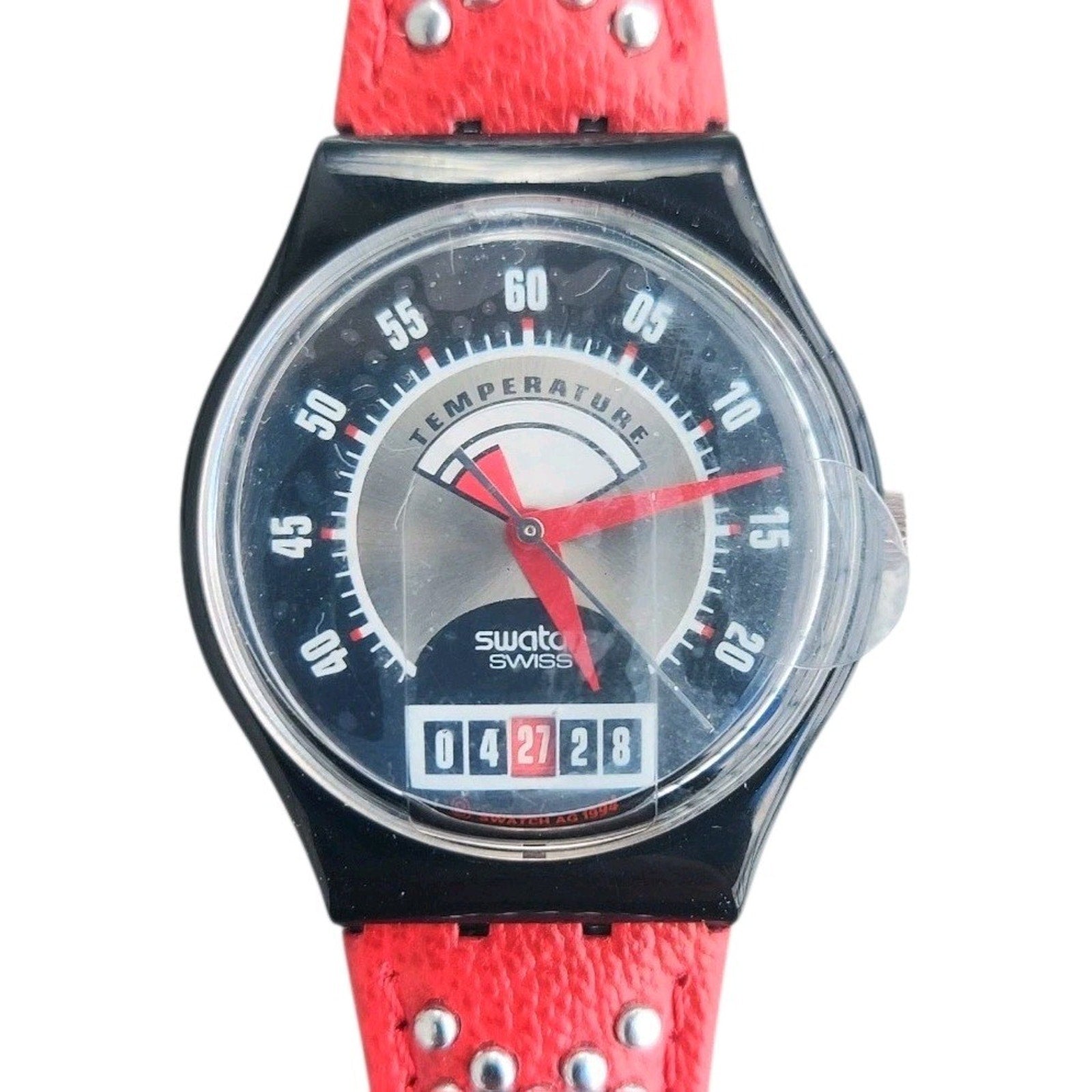Vintage Swatch Watch RED FLAME GB418 1995 Rare Swiss Made Collectible Quartz Q31