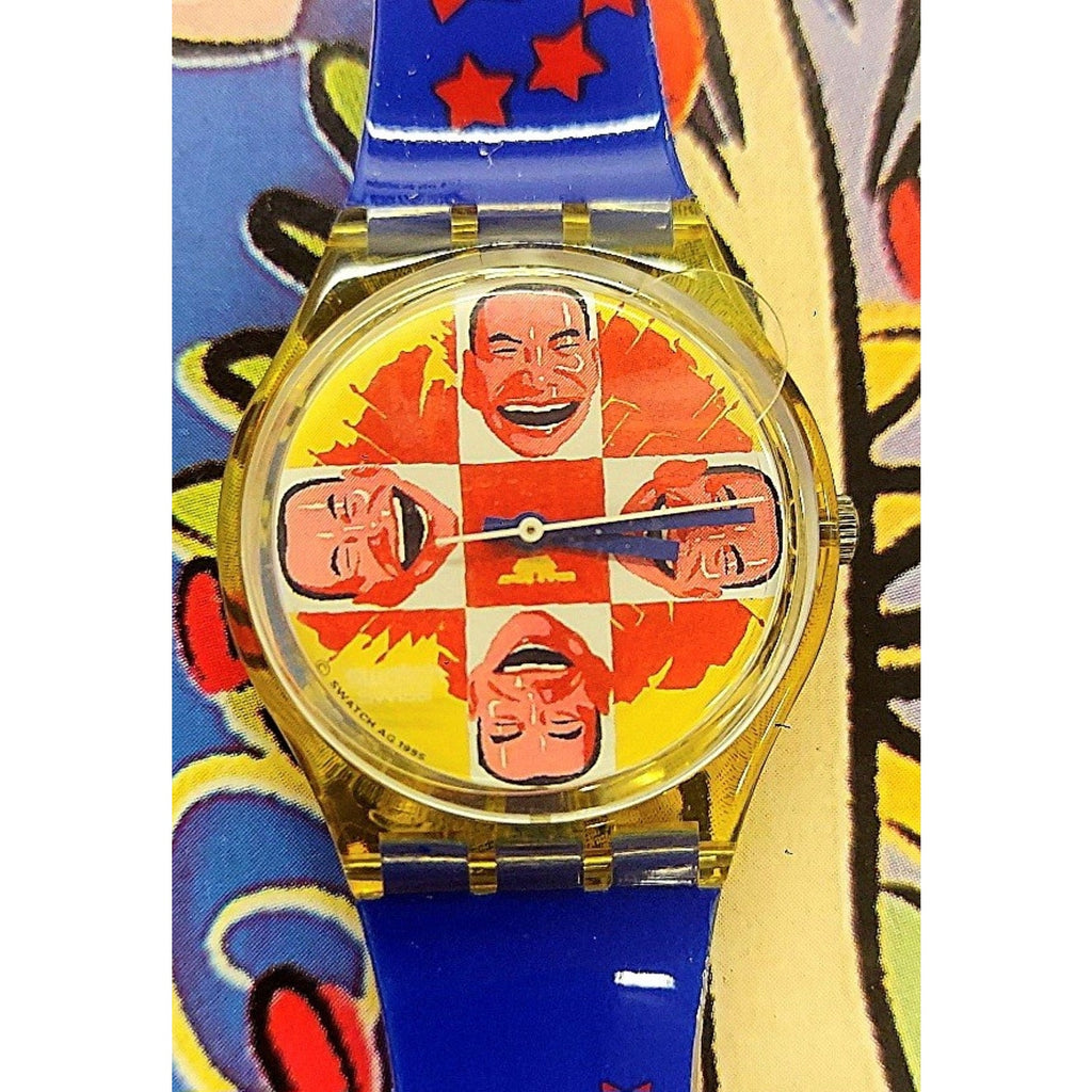 Vintage Swatch Artist Watch WILD LAUGH GJ117 Designed by Yue Min Jun New In Case
