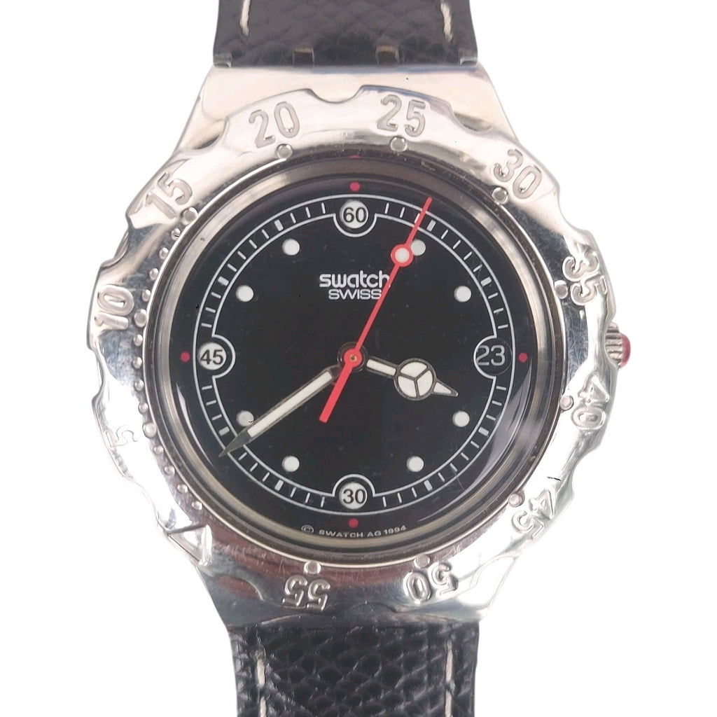 Vintage Swatch Watch LAVA ROCK YDS401 1995 Irony Scuba With Case & Battery