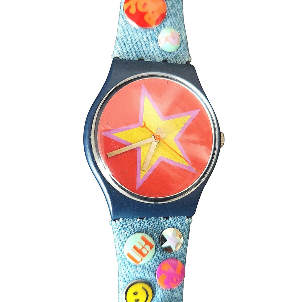 Swatch Watch STARS & PINS GI101 1998 Standard Gents Rare Swiss Made Quartz