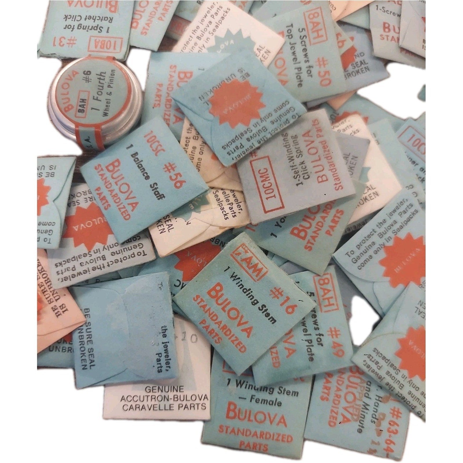 Watchmakers Lot 150 x Assorted Bulova Parts Winding Stems Click Springs & More