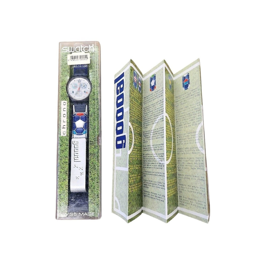 Swatch Chrono Watch GOOOOAL France SCZ401FR 1998 Specials With Case & Paperwork