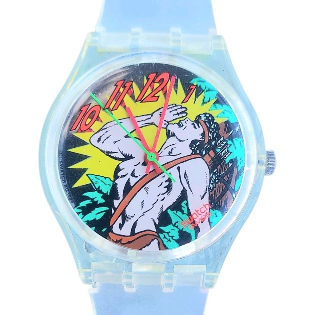 Swatch Watch OONGAWAH! GK193 1995 Dummy With New Clear Jelly Band