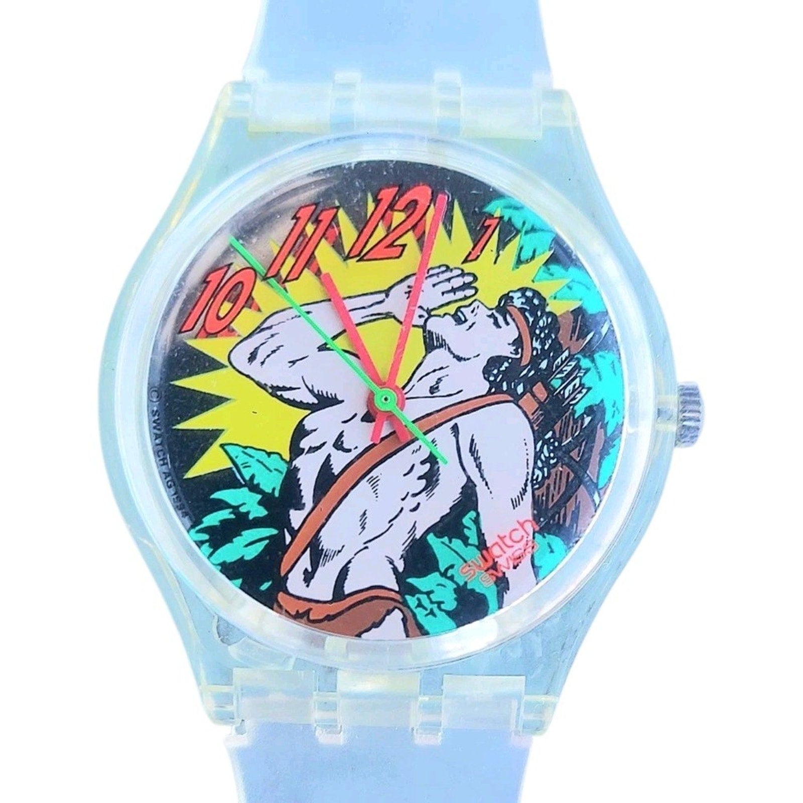 Swatch Watch OONGAWAH! GK193 1995 Dummy With New Clear Jelly Band