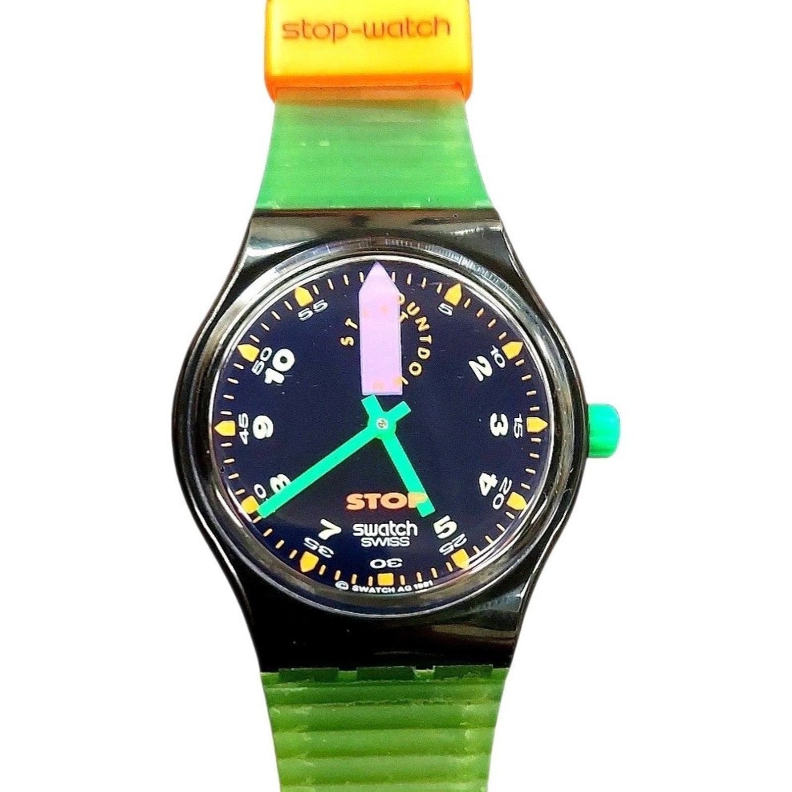 Vintage Swatch JESS RUSH SSSB100 1992 Stop Watch New Old Stock With Battery