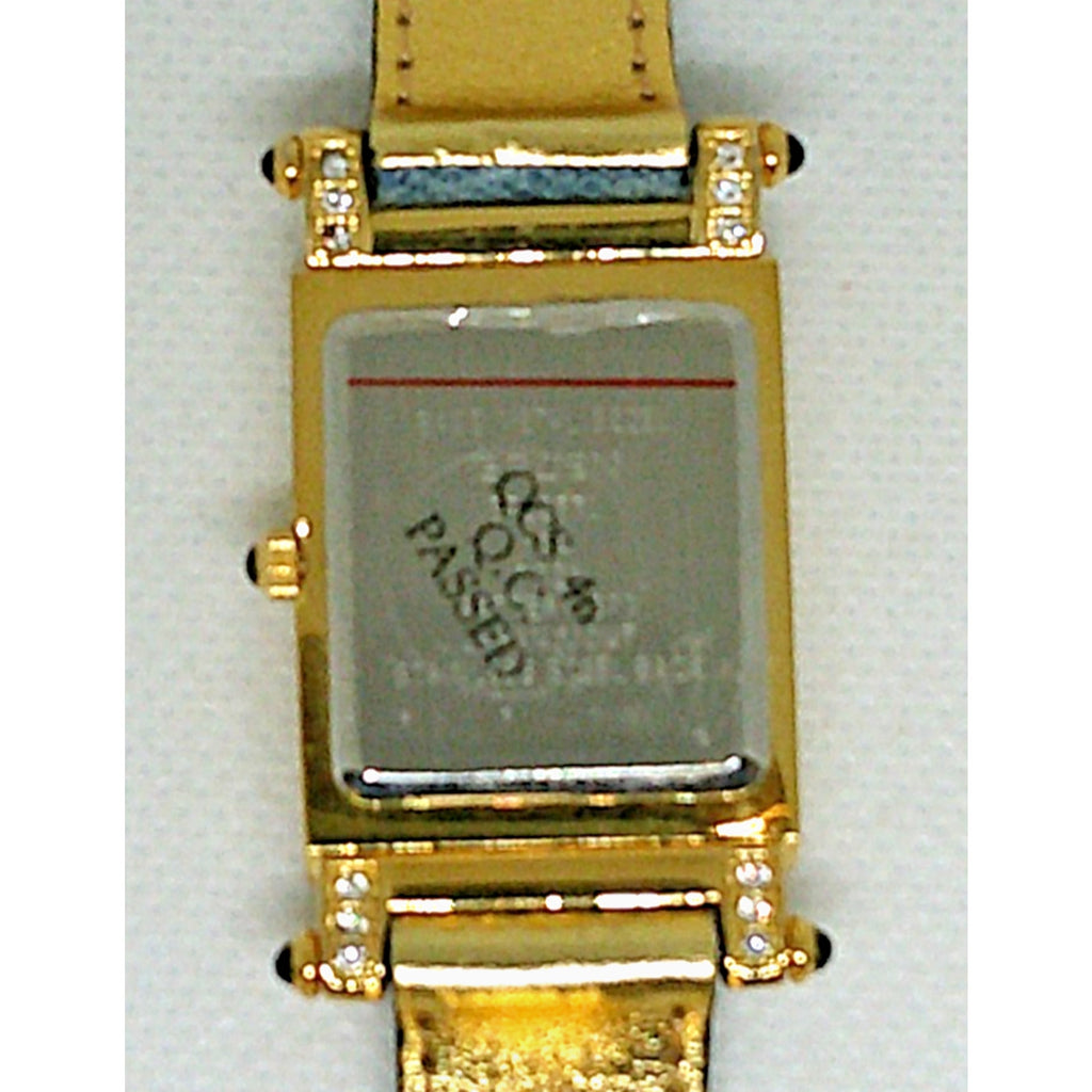 Gruen Women's 24MM Watch GR9987L Gold Tone Crystal Bezel Reversible Denim Band