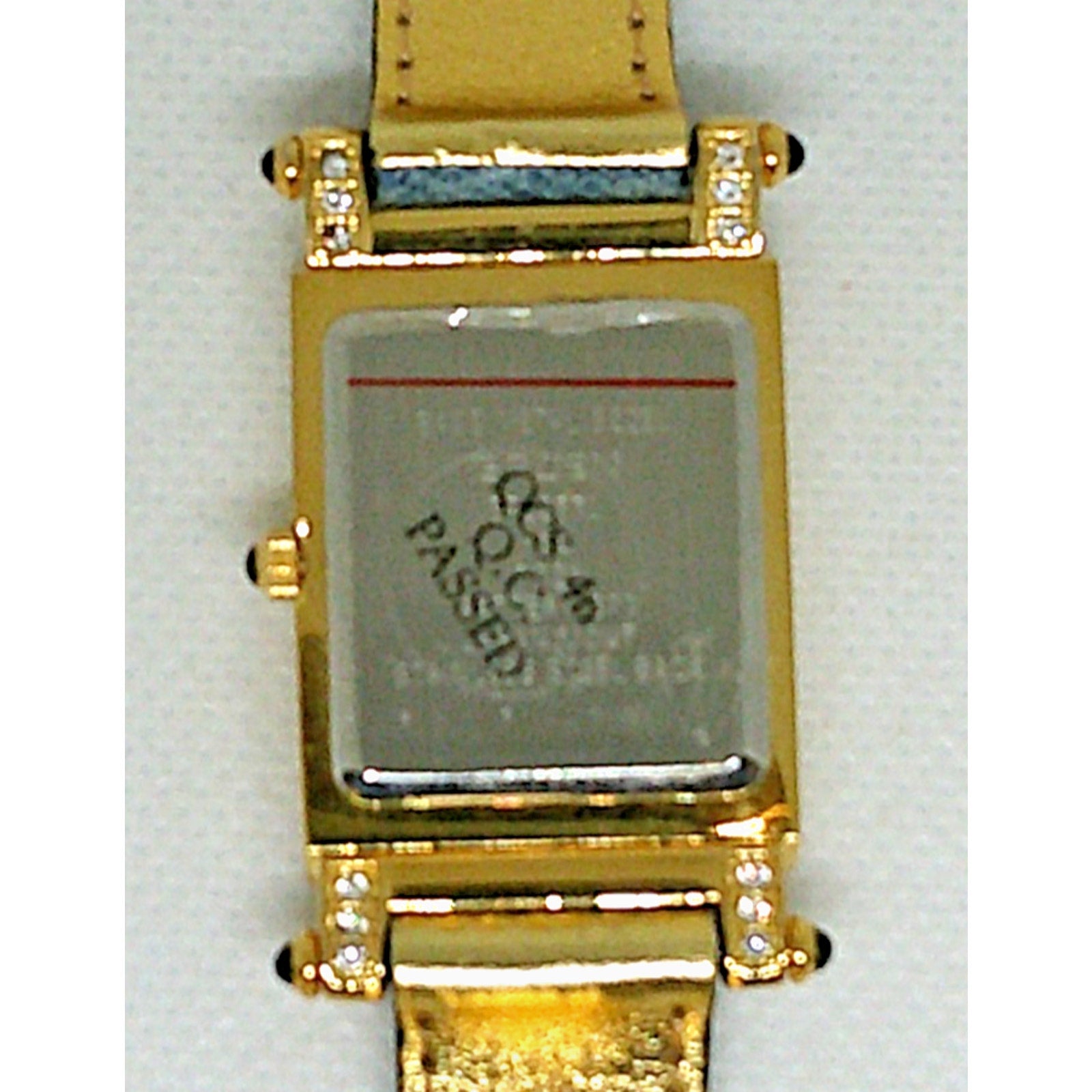 Gruen Women's 24MM Watch GR9987L Gold Tone Crystal Bezel Reversible Denim Band