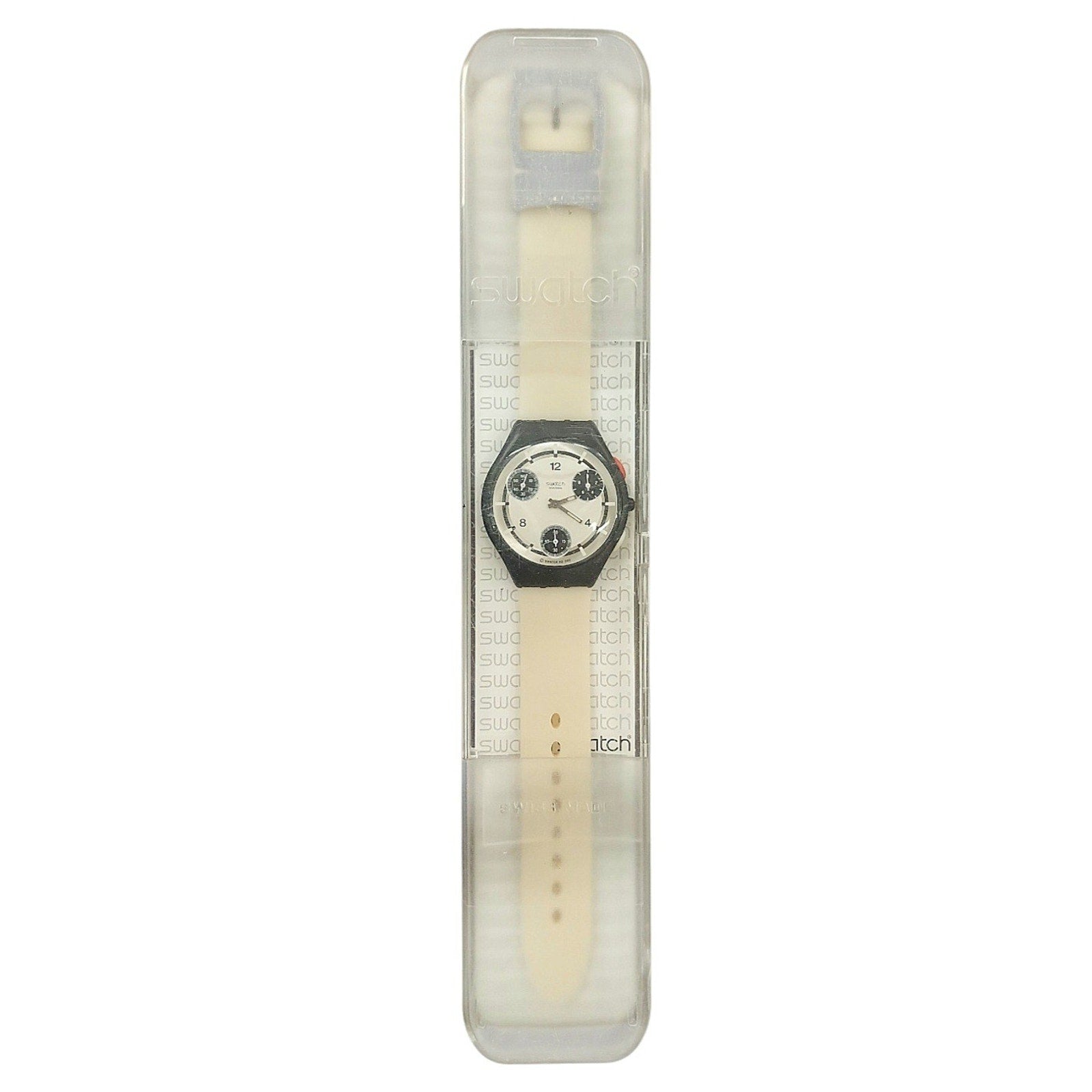 Swatch Watch PANIC BUTTON SUYB108 2004 Skin Chrono Ultra Thin Swiss Made Quartz