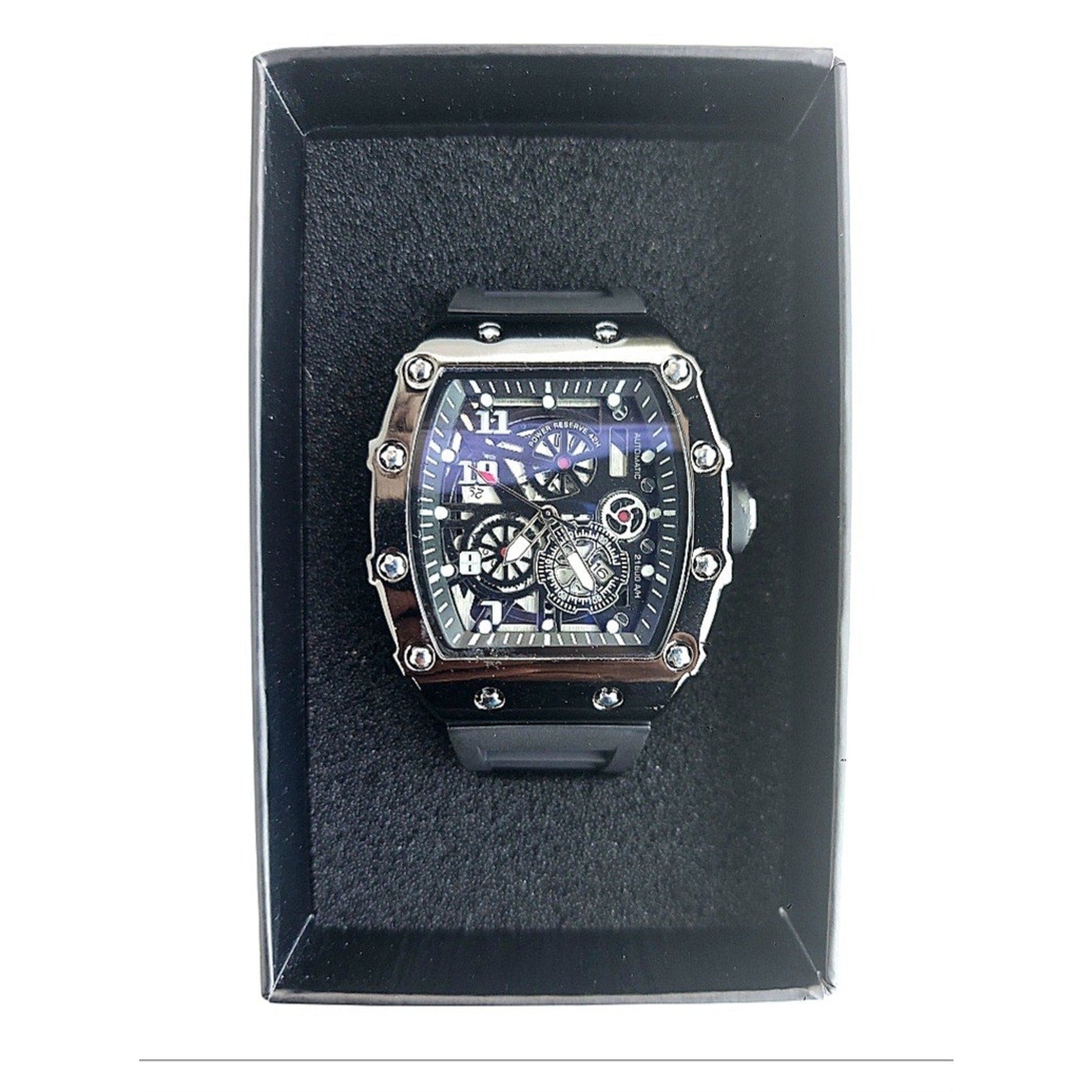 New 44mm Men's Barrel Case Automatic Watch Black 9179G