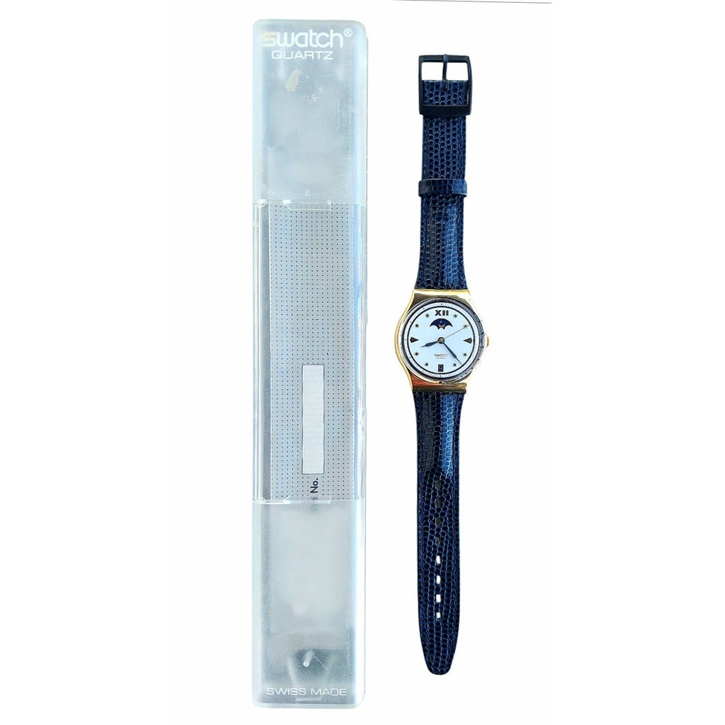 Swatch Watch CEO GX709 1992 Standard Gents Rare Gold Plated Moonphase W/ Battery