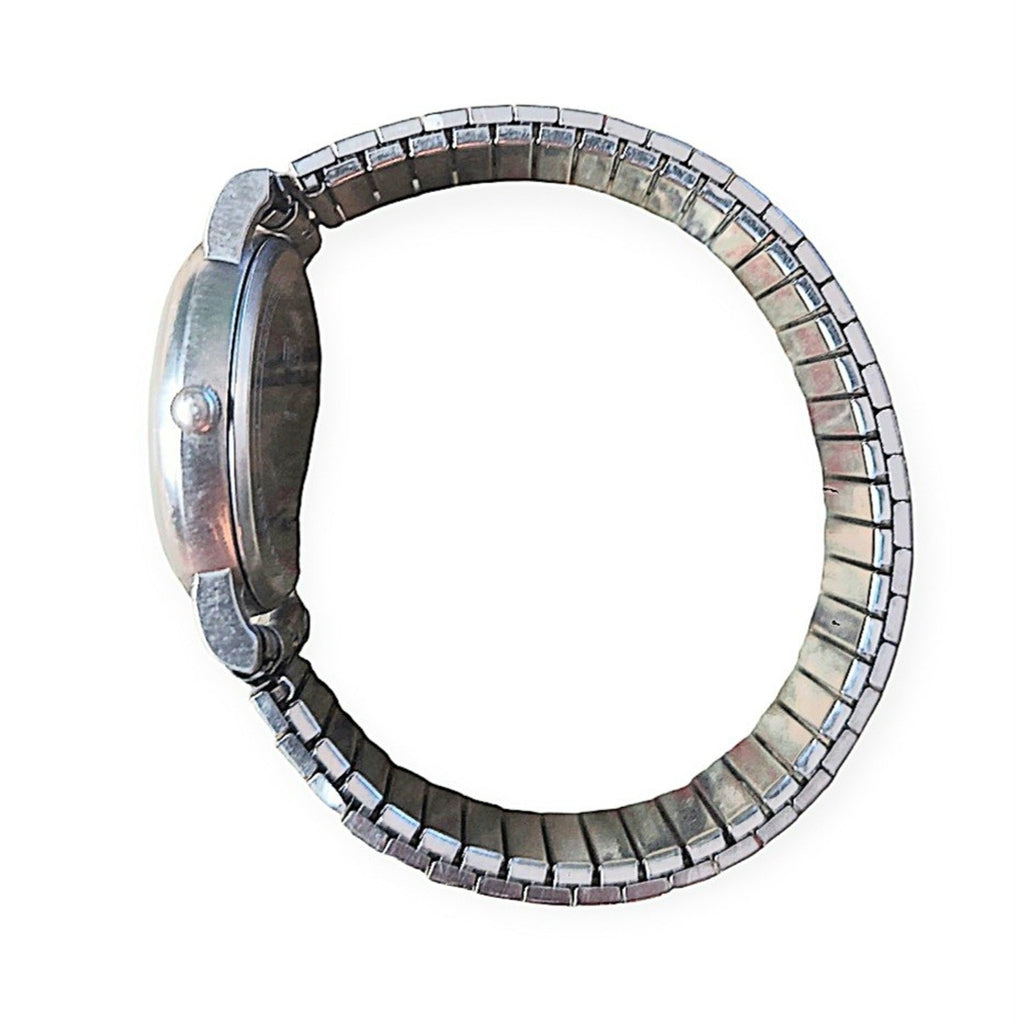 Vintage Timex Quartz Watch 32mm Silver Tone Stretch Band 90s New Battery