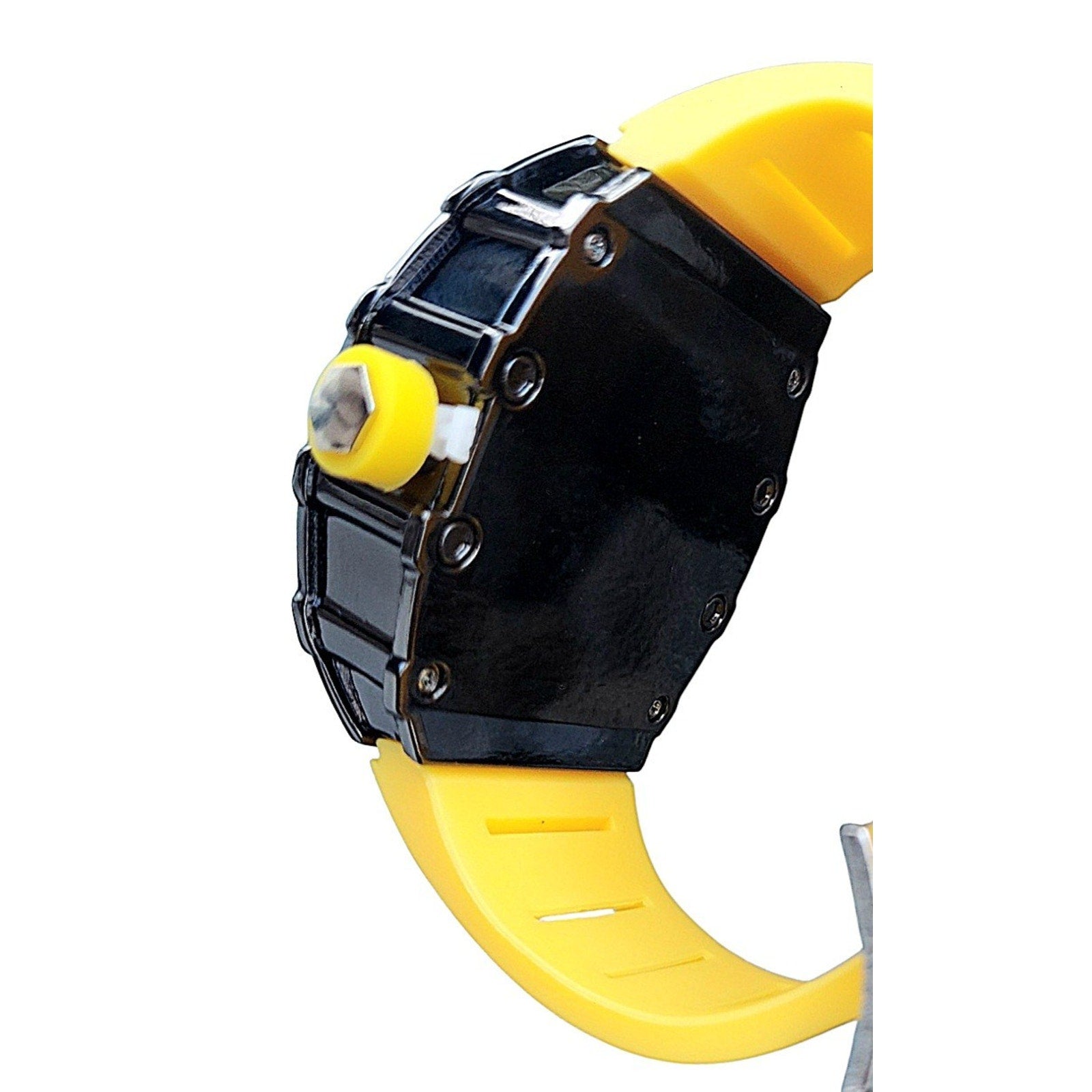 New 44mm Men's Barrel Case Watch with Smiley Face Dial & Luminous Hands