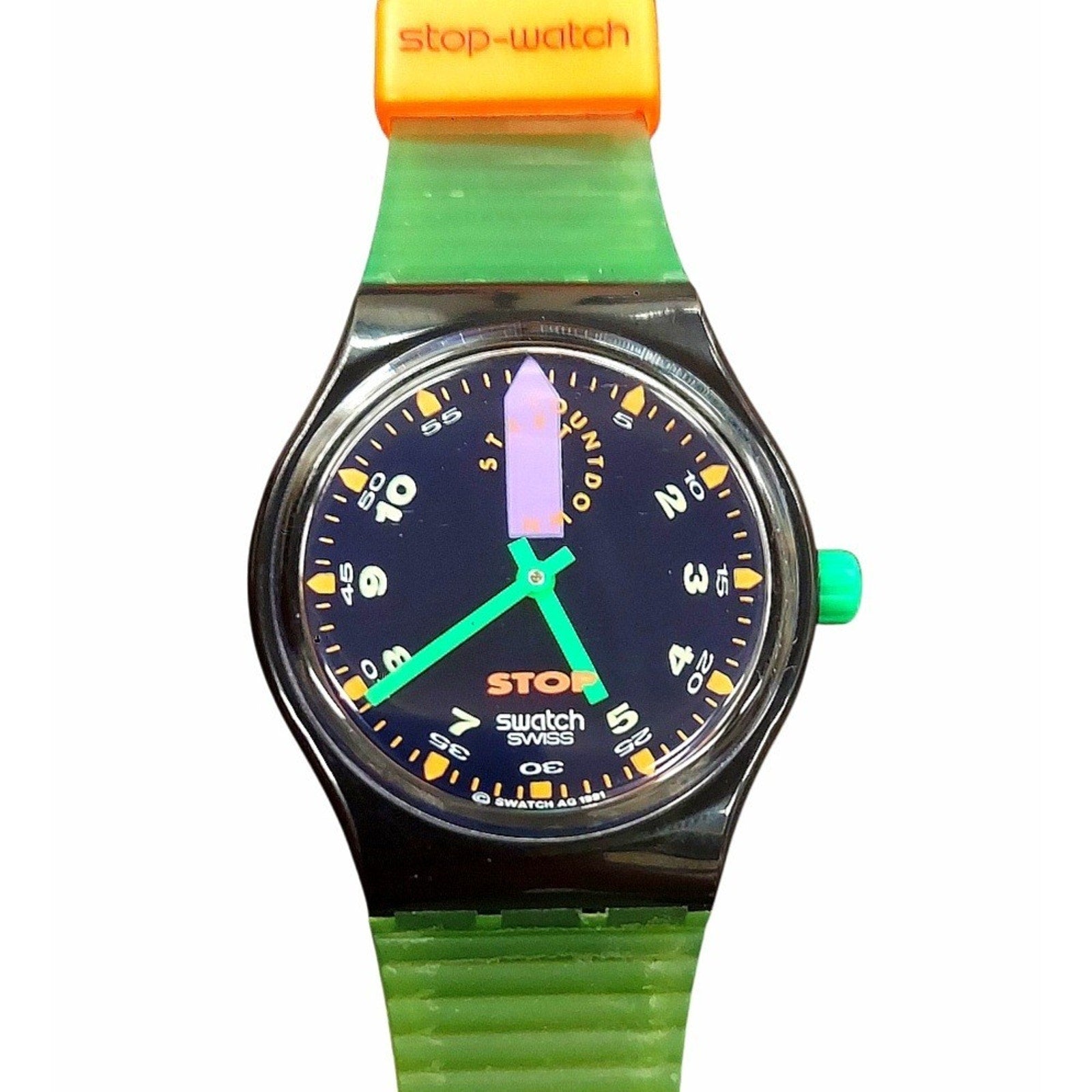 Vintage Swatch JESS RUSH SSSB100 1992 Stop Watch New Old Stock With Battery