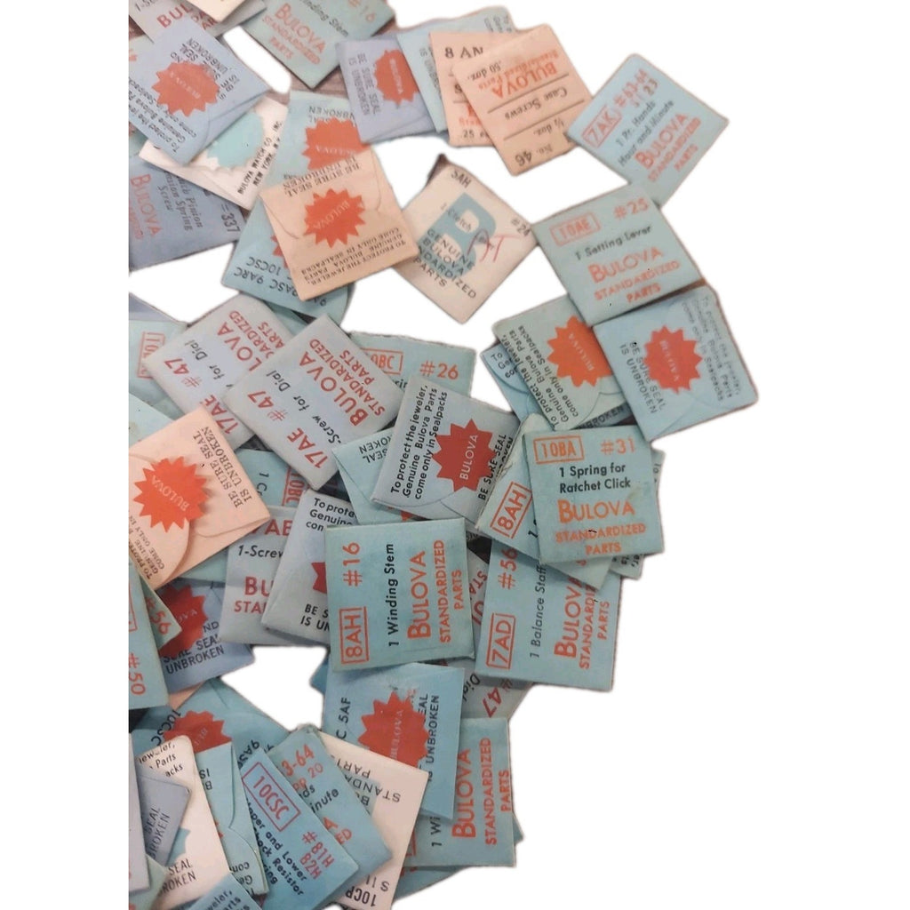 Watchmakers Lot 150 x Assorted Bulova Parts Winding Stems Click Springs & More